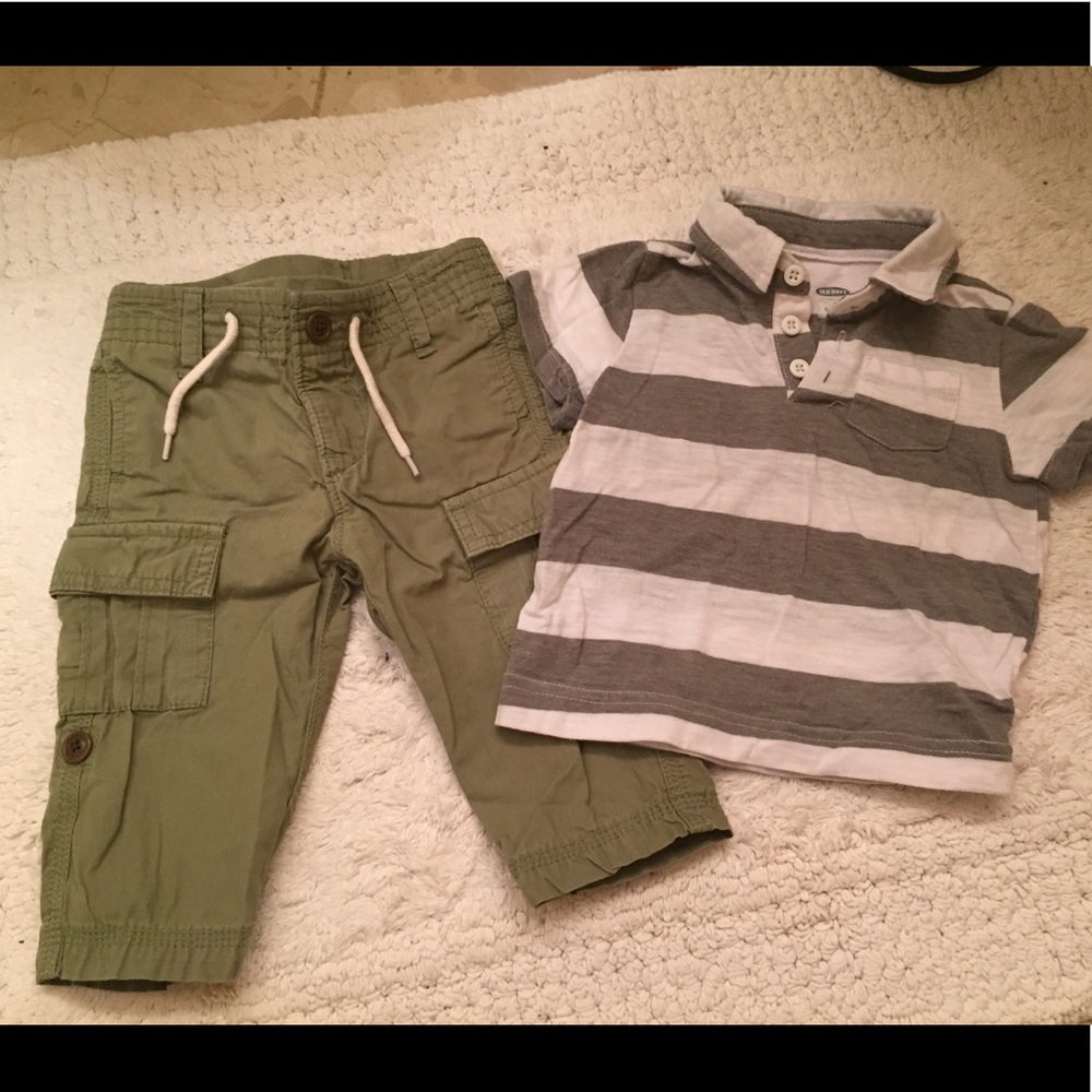 Short sleeve polo shirt and khaki pants